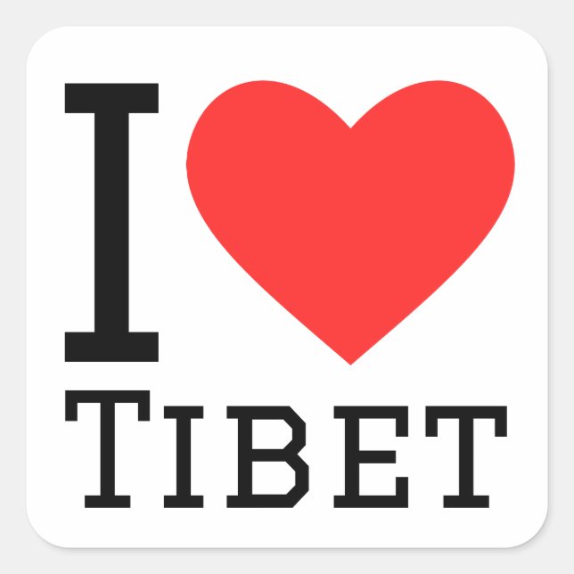 Sticker Carré J'aime le Tibet (Devant)
