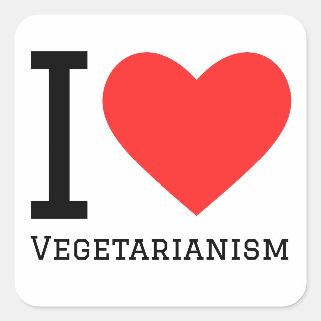 Sticker Carré J'aime le végétarisme (Devant)