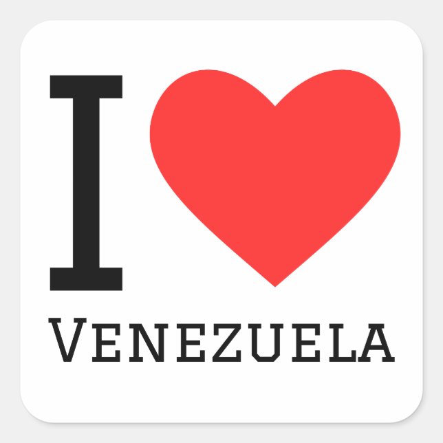 Sticker Carré J'aime le Venezuela (Devant)