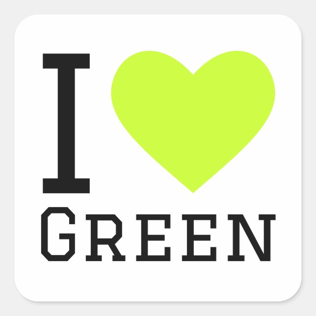 Sticker Carré J'aime le vert (Devant)