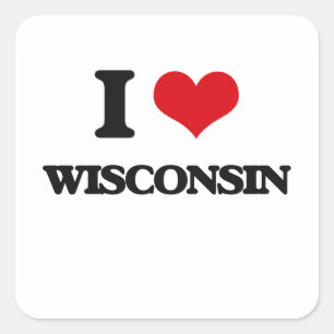 Sticker Carré J'aime le Wisconsin