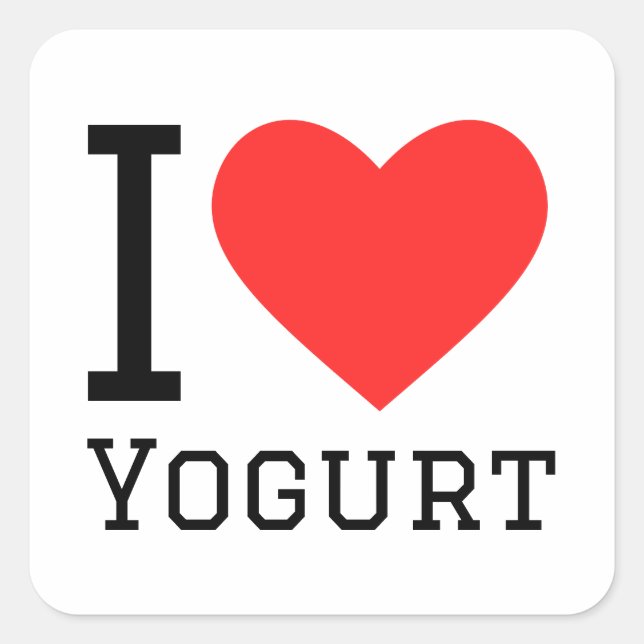 Sticker Carré J'aime le yaourt (Devant)