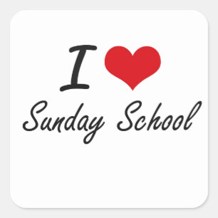 Sticker Carré J'aime l'école du dimanche