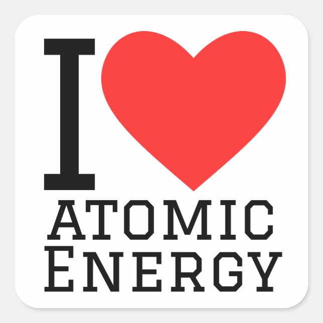 Sticker Carré J'aime l'énergie atomique (Devant)