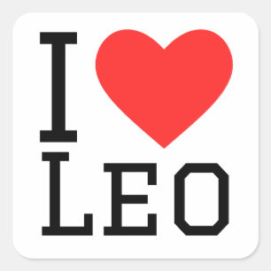 Sticker Carré J'aime Leo