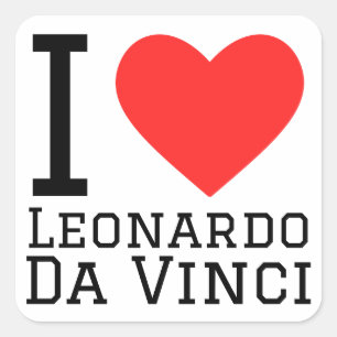 Sticker Carré J'aime Leonardo da Vinci