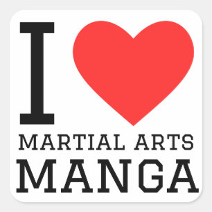 Sticker Carré J'aime les arts martiaux manga