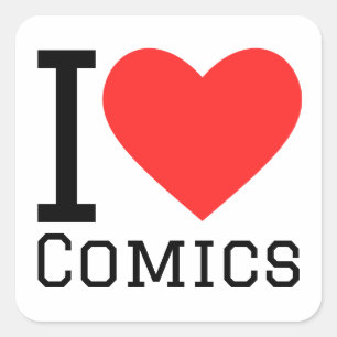 Sticker Carré J'aime les bandes dessinées