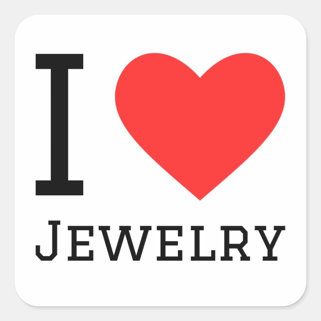 Sticker Carré J'aime les bijoux (Devant)