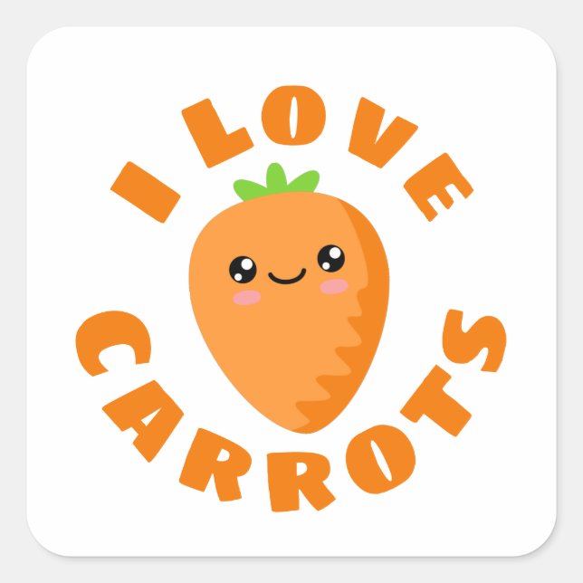 Sticker Carré J'aime les carottes (Devant)