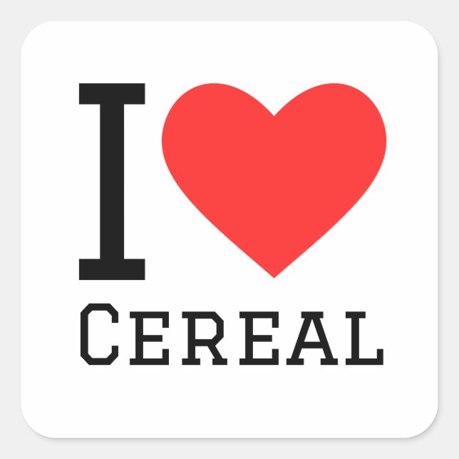 Sticker Carré J'aime les céréales (Devant)