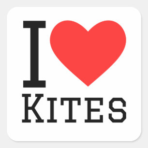 Sticker Carré J'aime les cerfs-volants