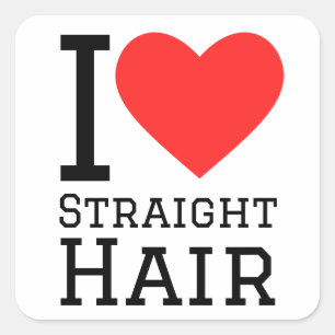 Sticker Carré J'aime les cheveux droits