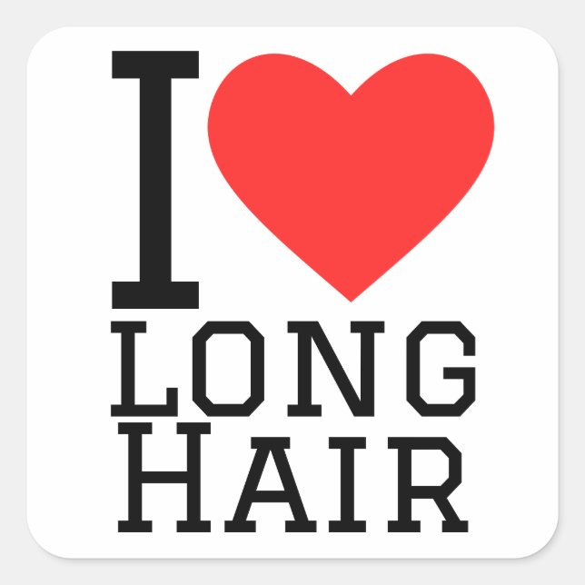 Sticker Carré J'aime les cheveux longs (Devant)