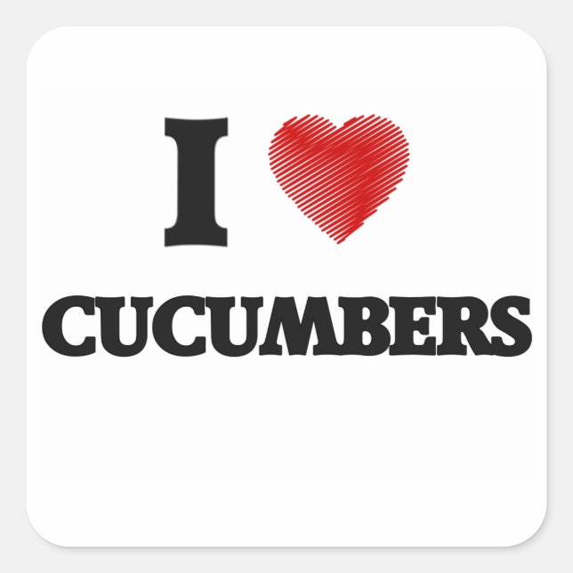 Sticker Carré J'aime les concombres (Devant)