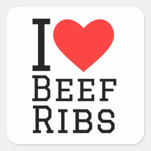 Sticker Carré J'aime les côtes de boeuf