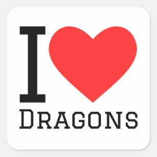 Sticker Carré J'aime les dragons