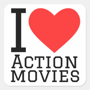 Sticker Carré J'aime les films d'action