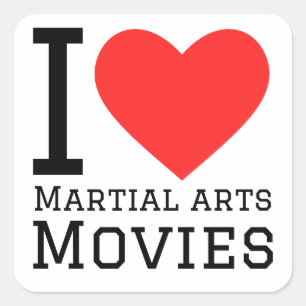 Sticker Carré J'aime les films d'arts martiaux