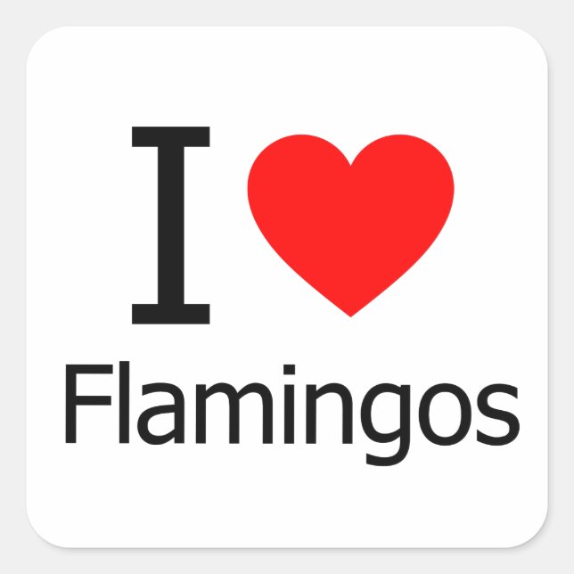 Sticker Carré J'aime les Flamants roses (Devant)
