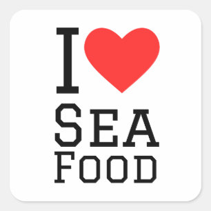 Sticker Carré J'aime les fruits de mer