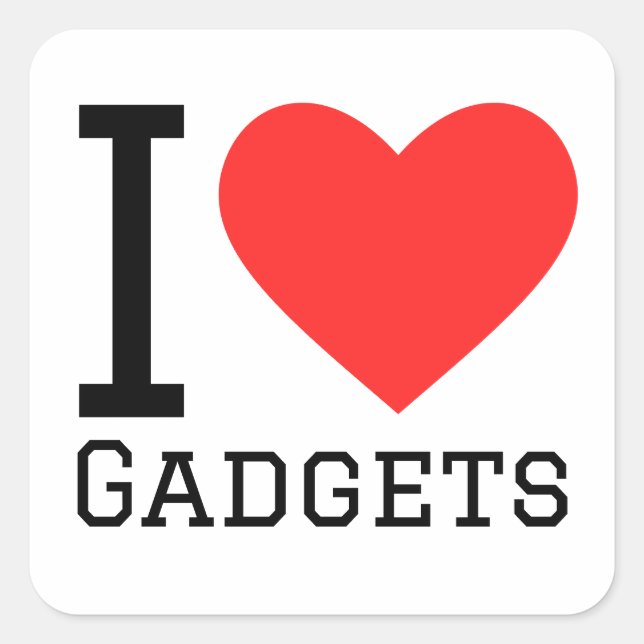 Sticker Carré J'aime les gadgets (Devant)