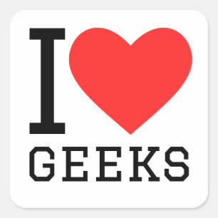 Sticker Carré J'aime les geeks