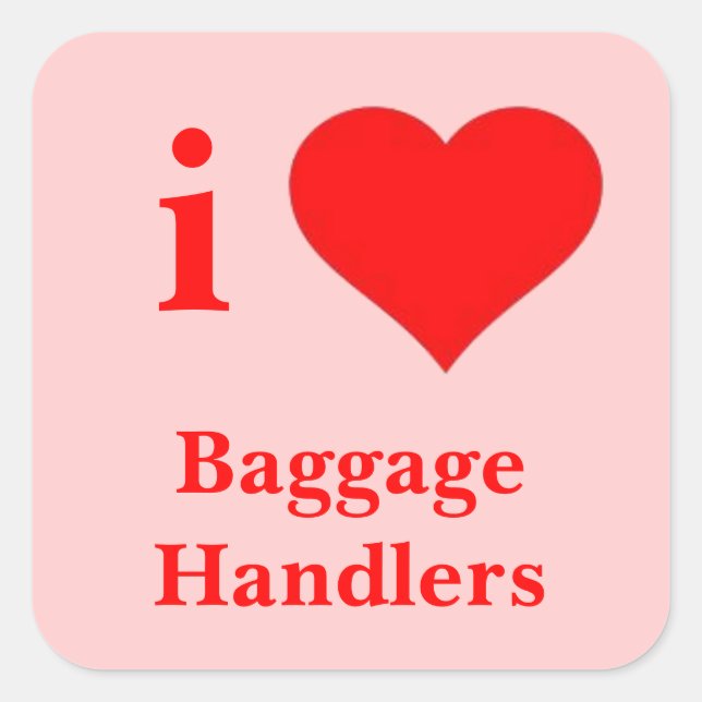 Sticker Carré J'aime les gestionnaires de bagages (Devant)