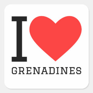 Sticker Carré J'aime les grenadines