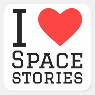 Sticker Carré J'aime les histoires spatiales