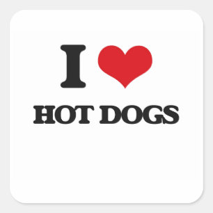 Sticker Carré J'aime les hot-dogs