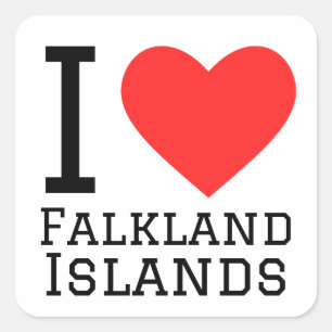 Sticker Carré J'aime les îles Falkland