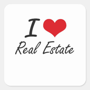 Sticker Carré J'aime les immobiliers