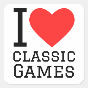 Sticker Carré J'aime les jeux classiques
