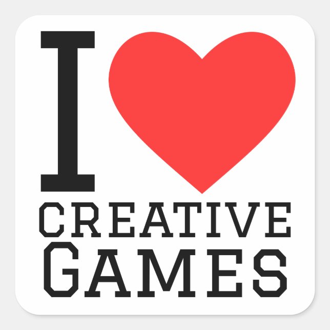 Sticker Carré J'aime les jeux créatifs (Devant)