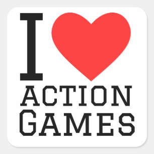 Sticker Carré J'aime les jeux d'action
