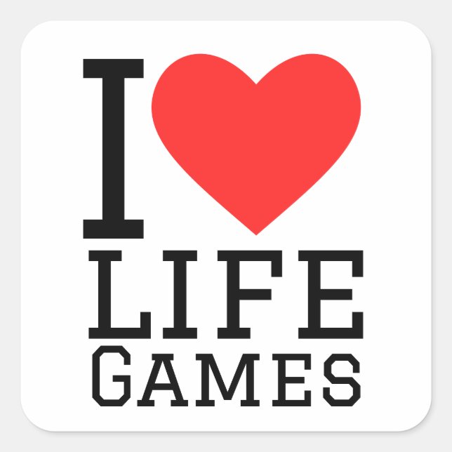 Sticker Carré J'aime les jeux de vie (Devant)