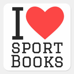Sticker Carré J'aime les livres de sport