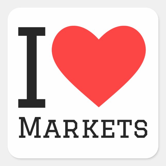 Sticker Carré J'aime les marchés (Devant)
