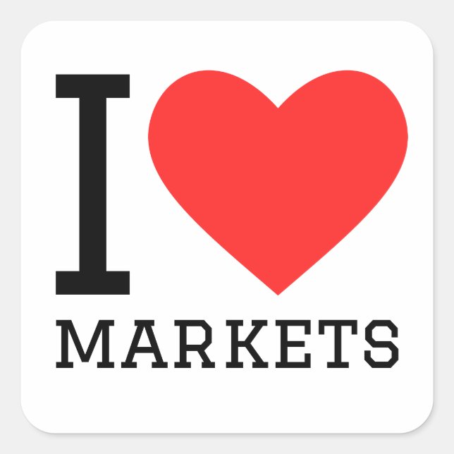 Sticker Carré J'aime les marchés (Devant)
