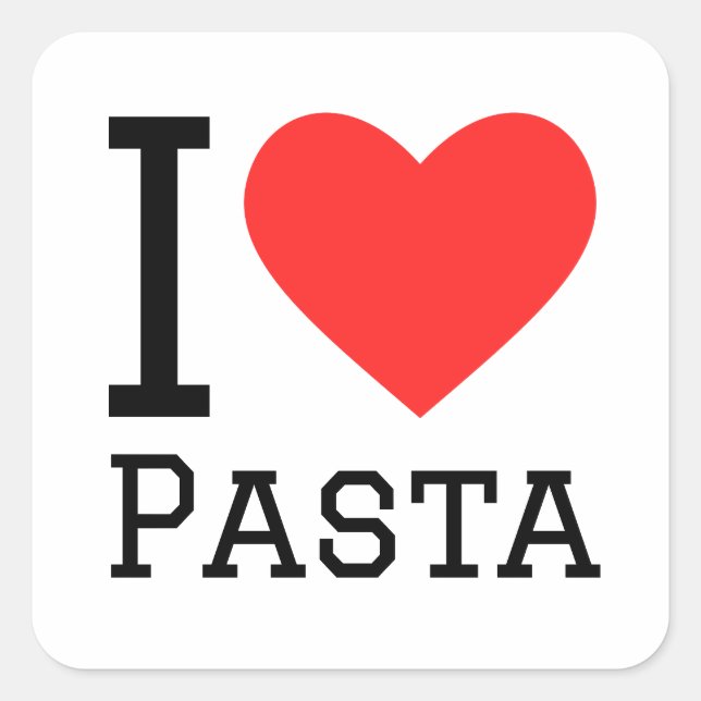 Sticker Carré J'aime les pâtes (Devant)