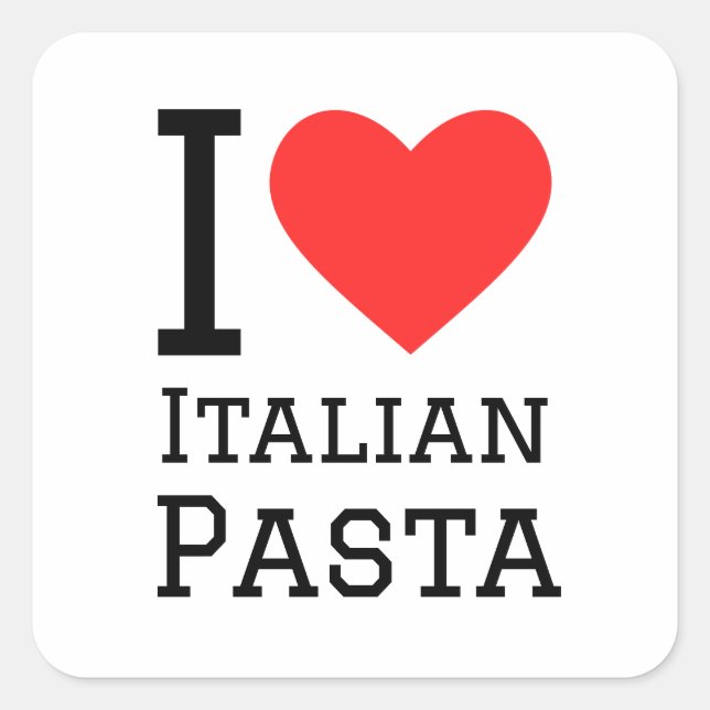 Sticker Carré J'aime les pâtes italiennes (Devant)