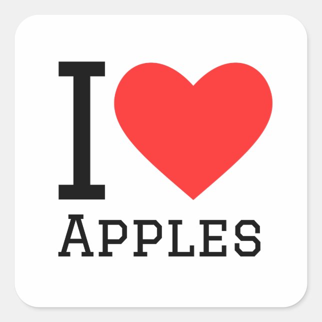 Sticker Carré J'aime les pommes (Devant)