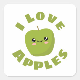 Sticker Carré J'aime les pommes