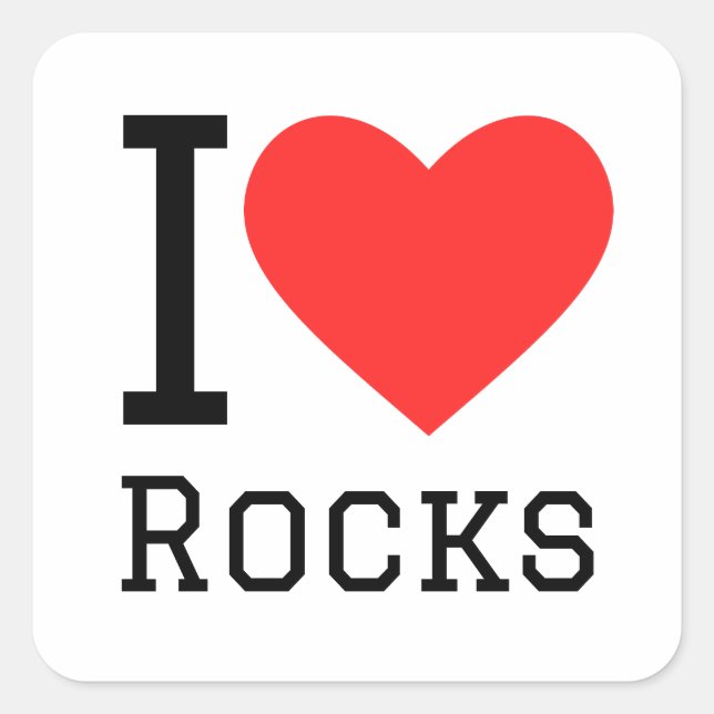 Sticker Carré J'aime les rochers (Devant)