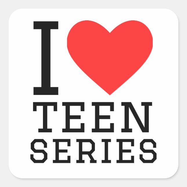 Sticker Carré J'aime les séries ados (Devant)