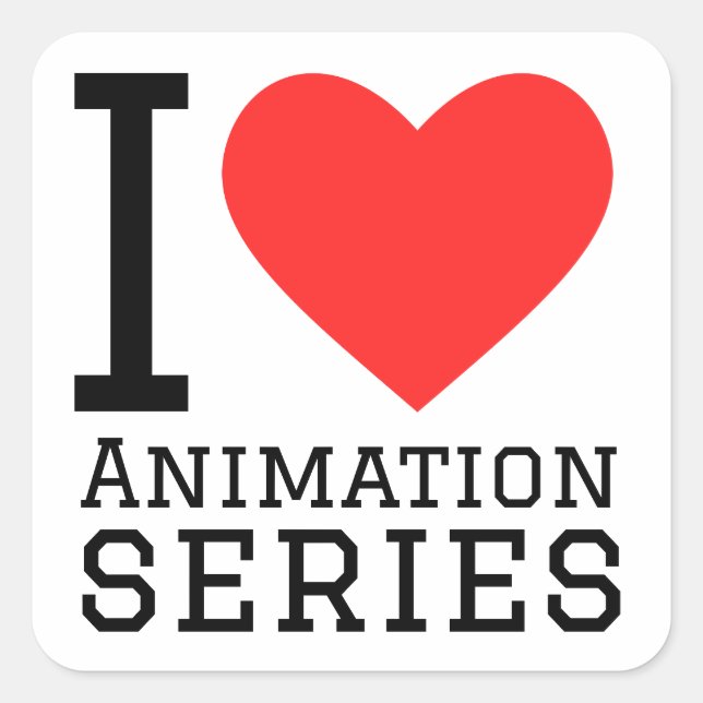 Sticker Carré J'aime les séries d'animation (Devant)