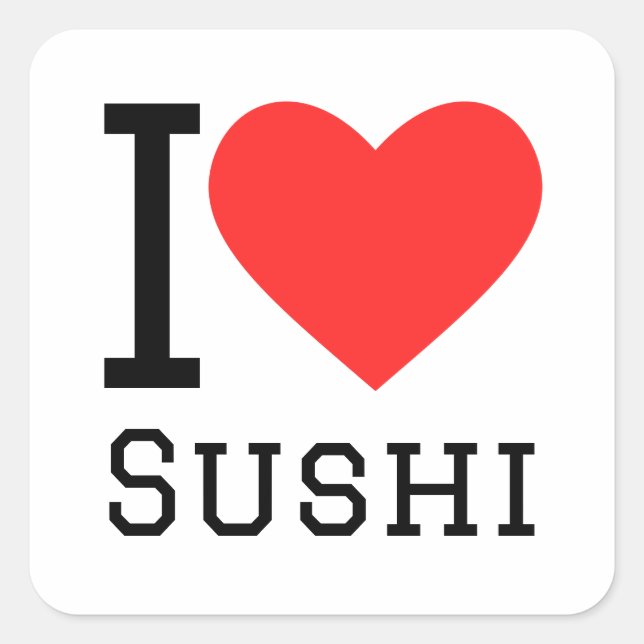 Sticker Carré J'aime les sushis (Devant)