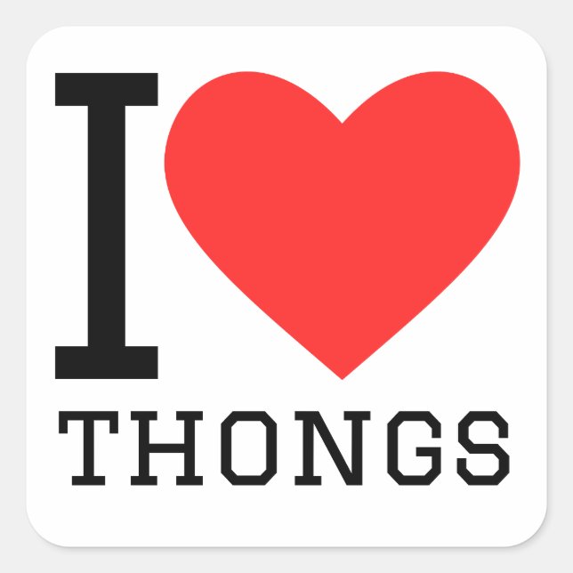 Sticker Carré J'aime les tongs (Devant)
