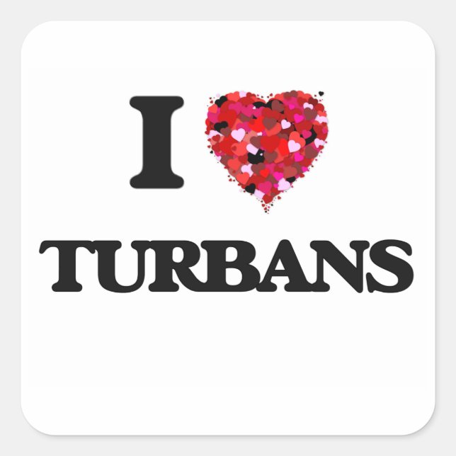 Sticker Carré J'aime les Turbans (Devant)